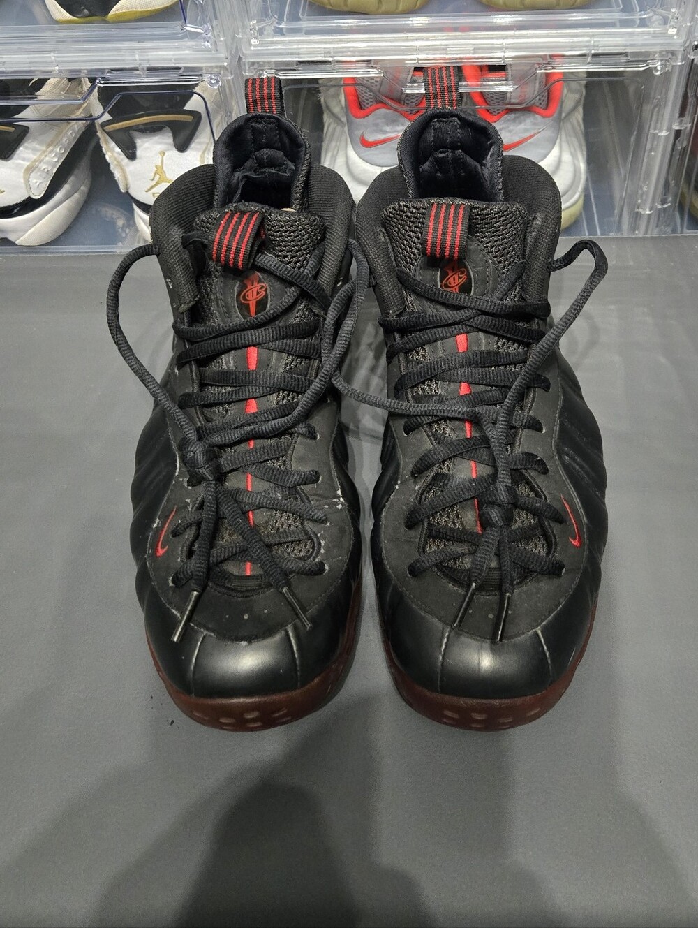Nike Men's Gray and Red Athletic Sneakers (Cough Drop)